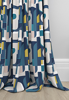 Archways, Navy - Made to Measure Curtains